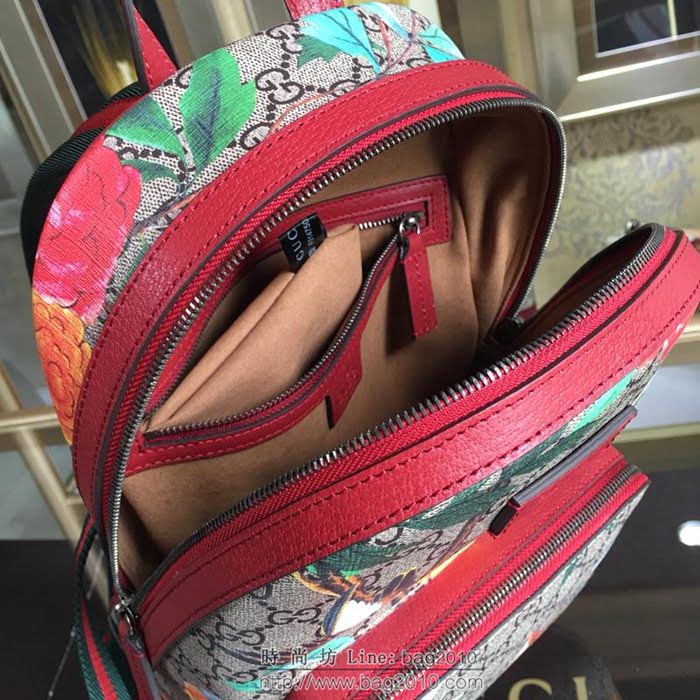 GUCCI 古馳女包 新款 427042 pvc刺繡 古奇奢侈品女包 花鳥印花圖案 雙肩包 女款背包